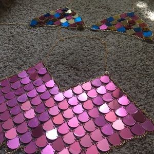 Body chain rave or festival bra top